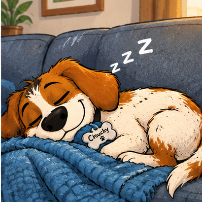 Chucky napping on the couch
